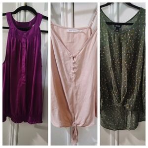Lot Of 3 Women's Large Tank Top Sleeveless Blouses Multicolor a.n.a. Mind Code